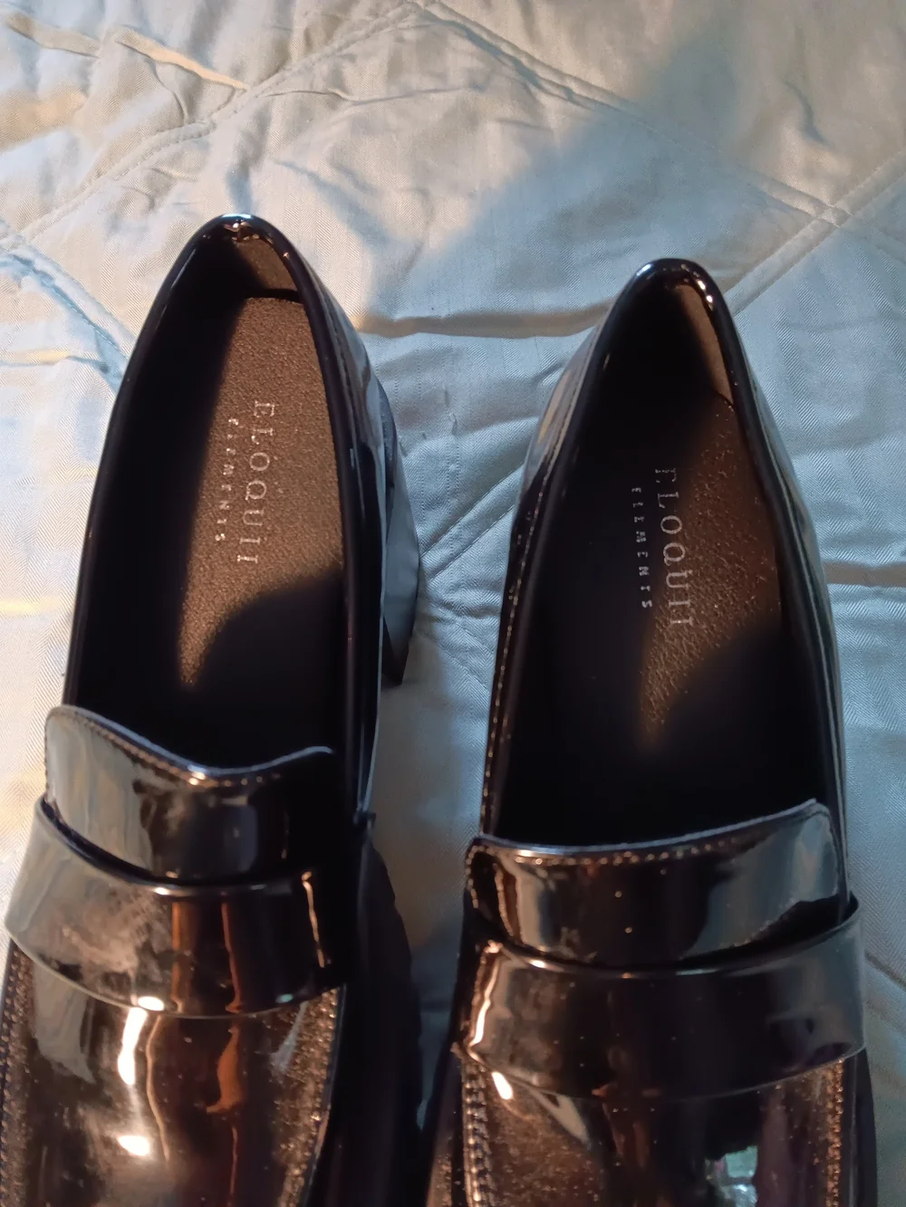 Eloquii Black Patent Leather Platform Loafers